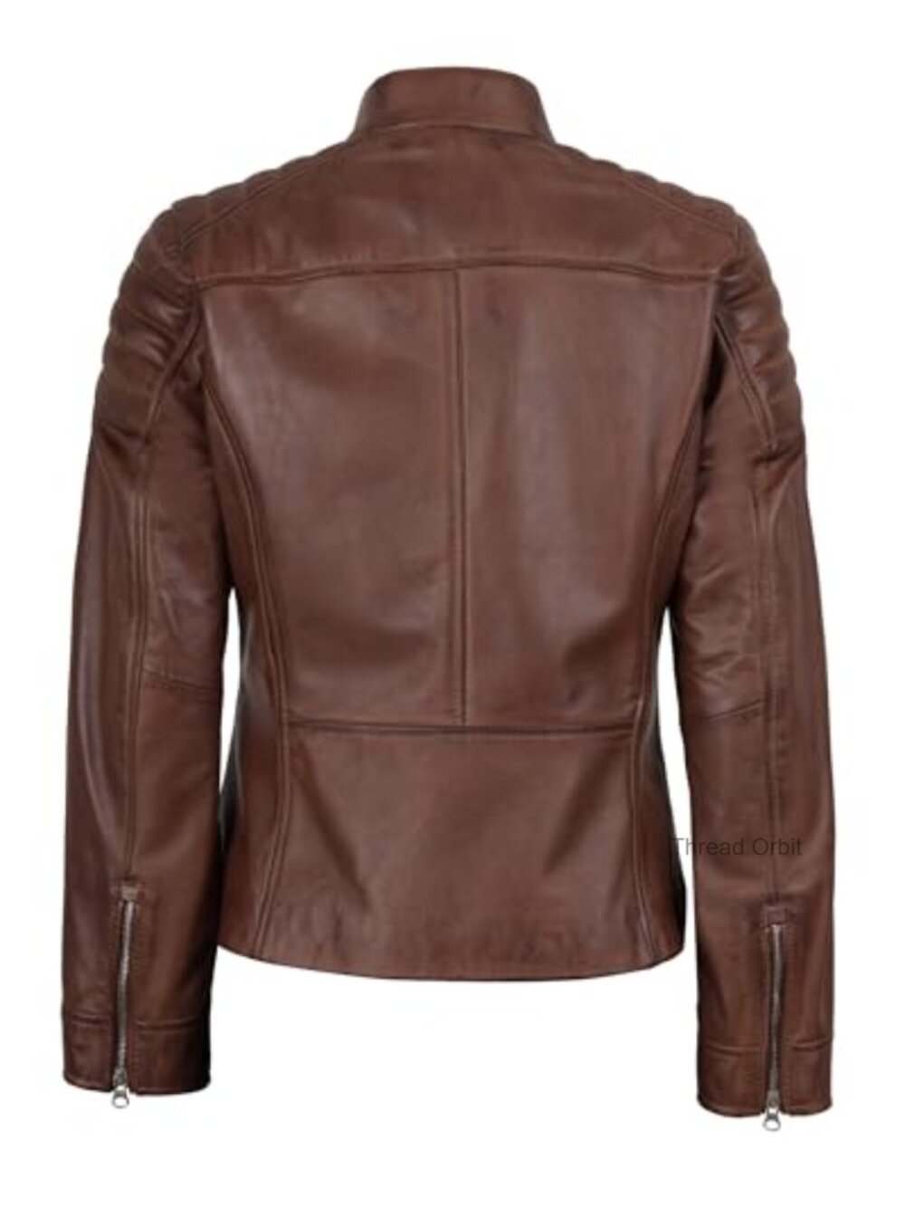 Real Lambskin Leather Jacket - Cafe Racer Style for Women - Zipper Closure - Picture 3 of 5
